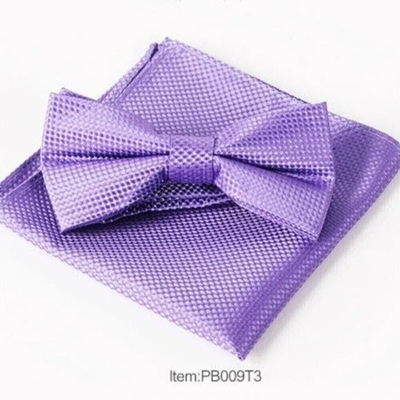 Bow Tie & Pocket Square Set Light Purple Wedding Black Tie New in Box - Picture 1 of 1